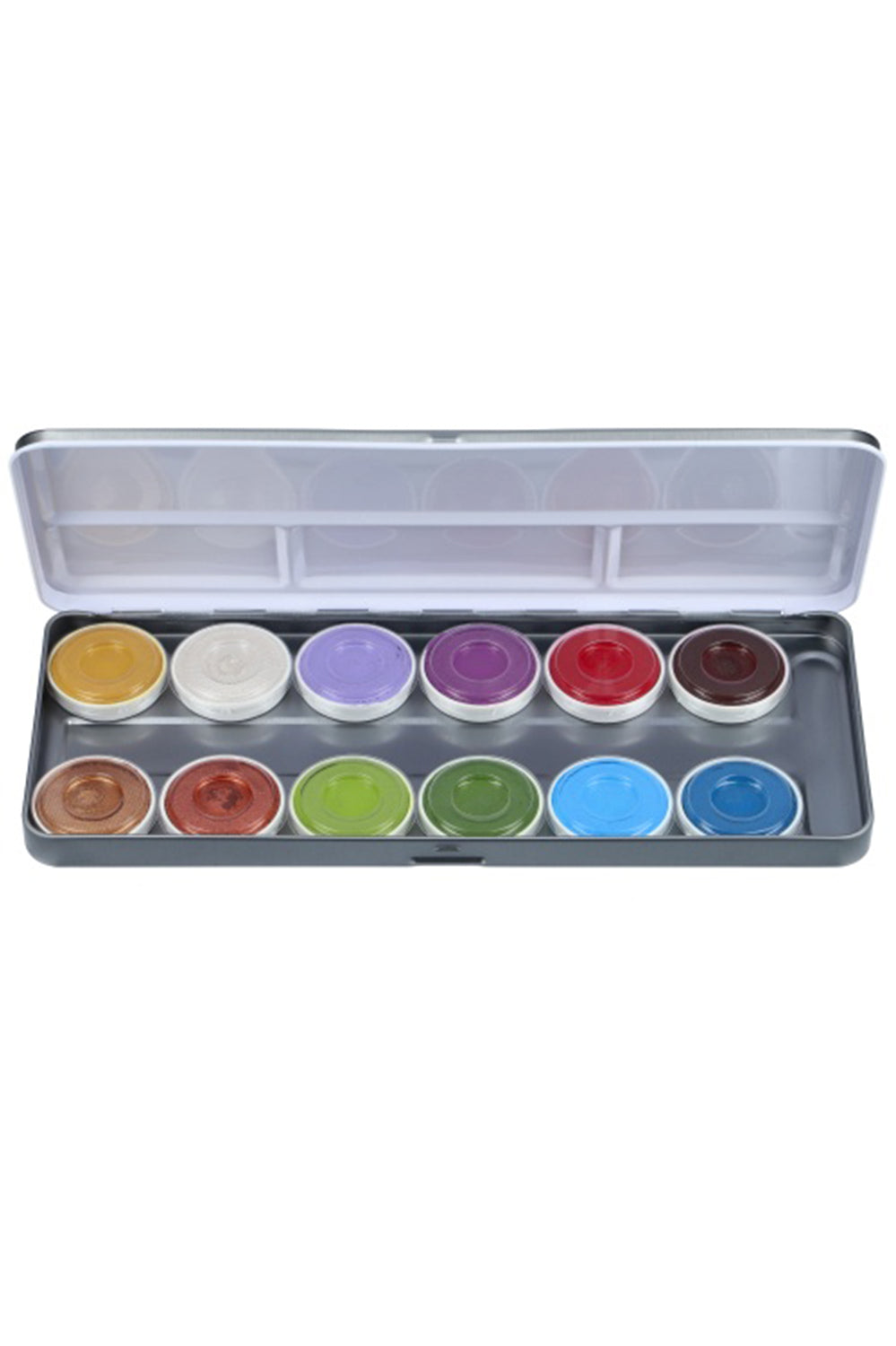 Aqua Face- and Bodypaint palette
12 colours 
FAIRY TALES & ANIMALS
139-63.5