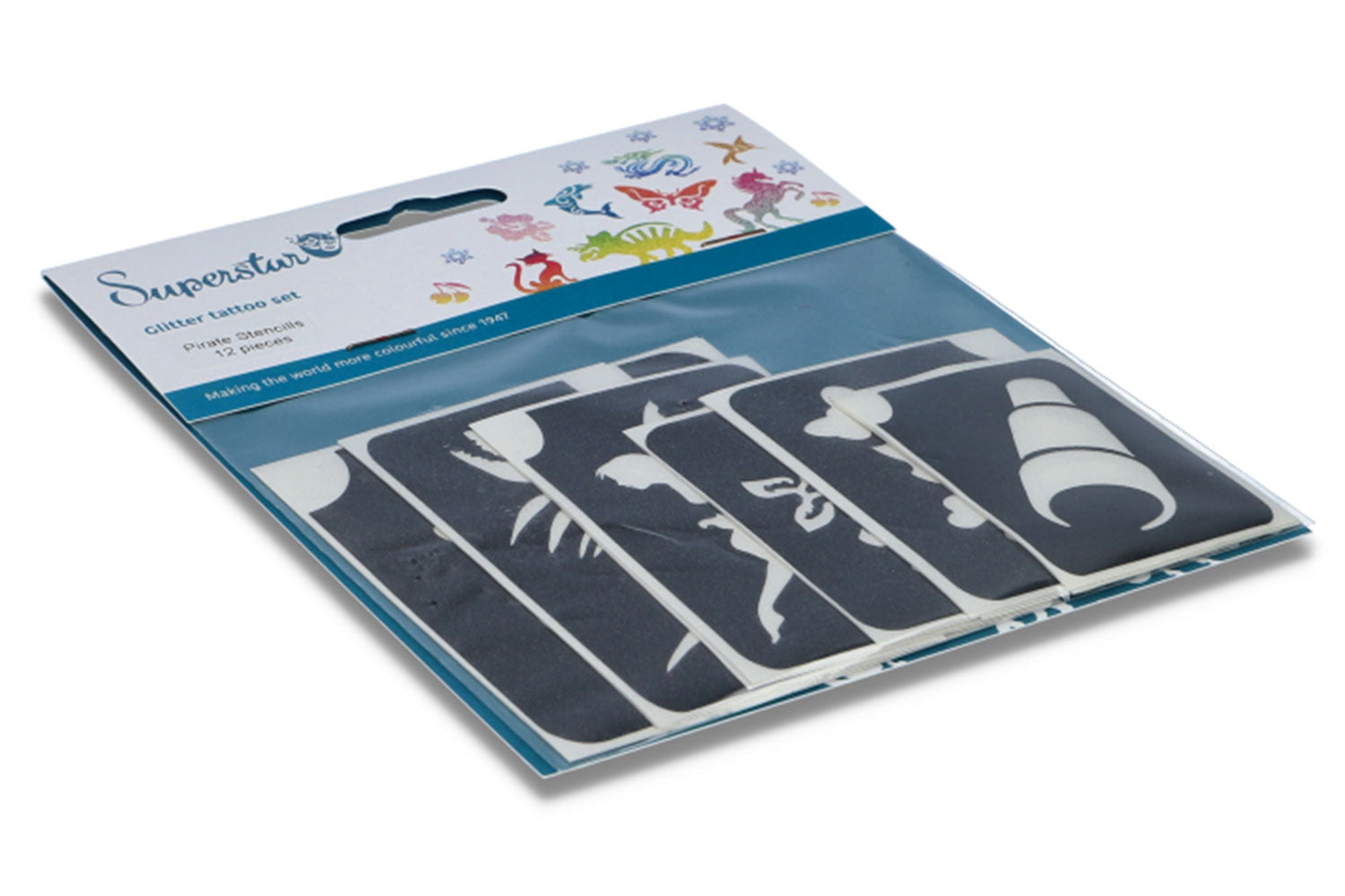 Glitter tattoo stencils Pirate 12 pcs (98807 )