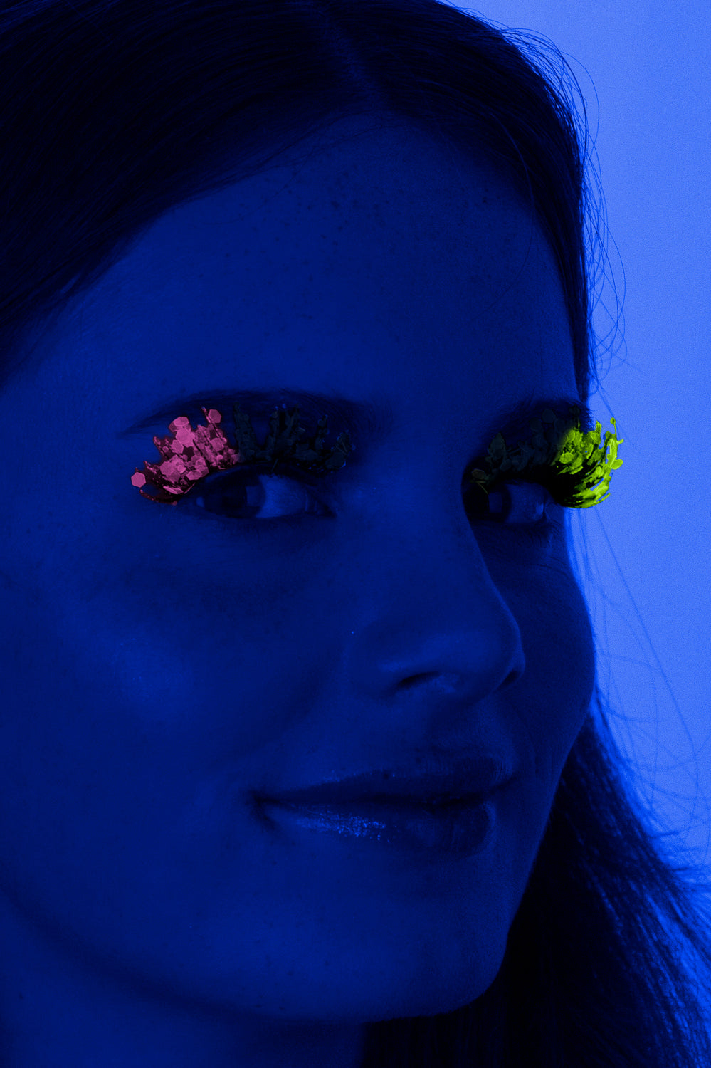PXP tweekleurige fluoriserende glitter wimpers Barranquilla stijl groen en hotpink
