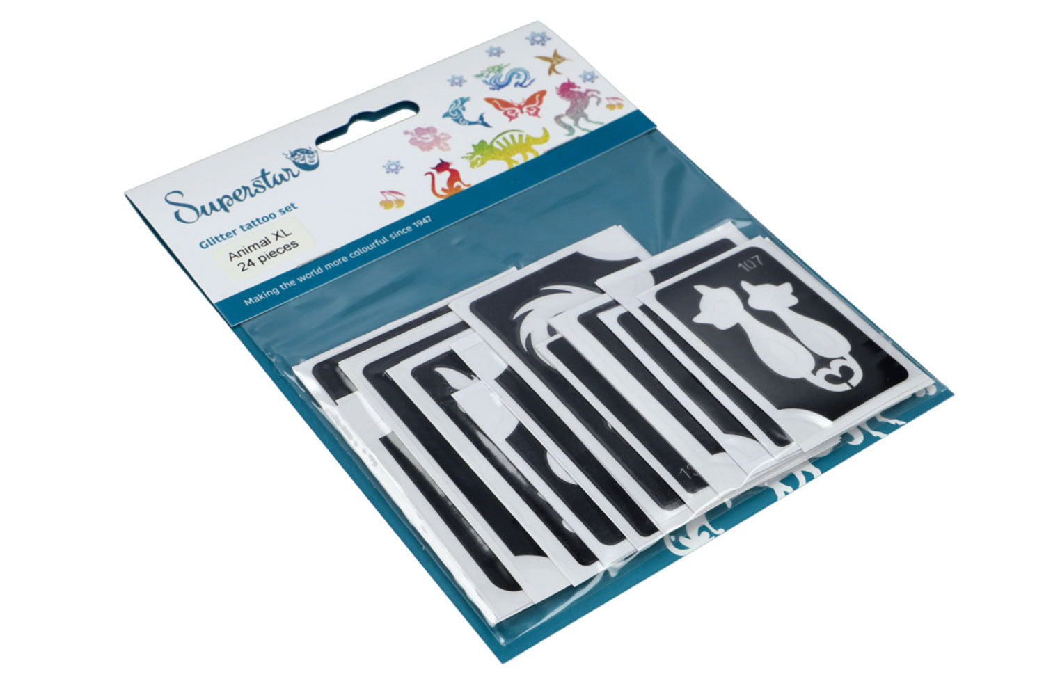 Glitter tattoo stencils XL Animal  24 pcs (98812 )