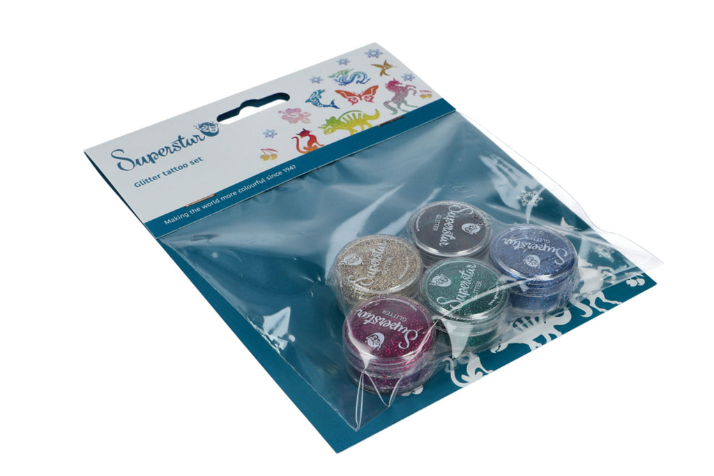 Festive glitterset for glitter tattoo 5 x 5 ml  (98842)