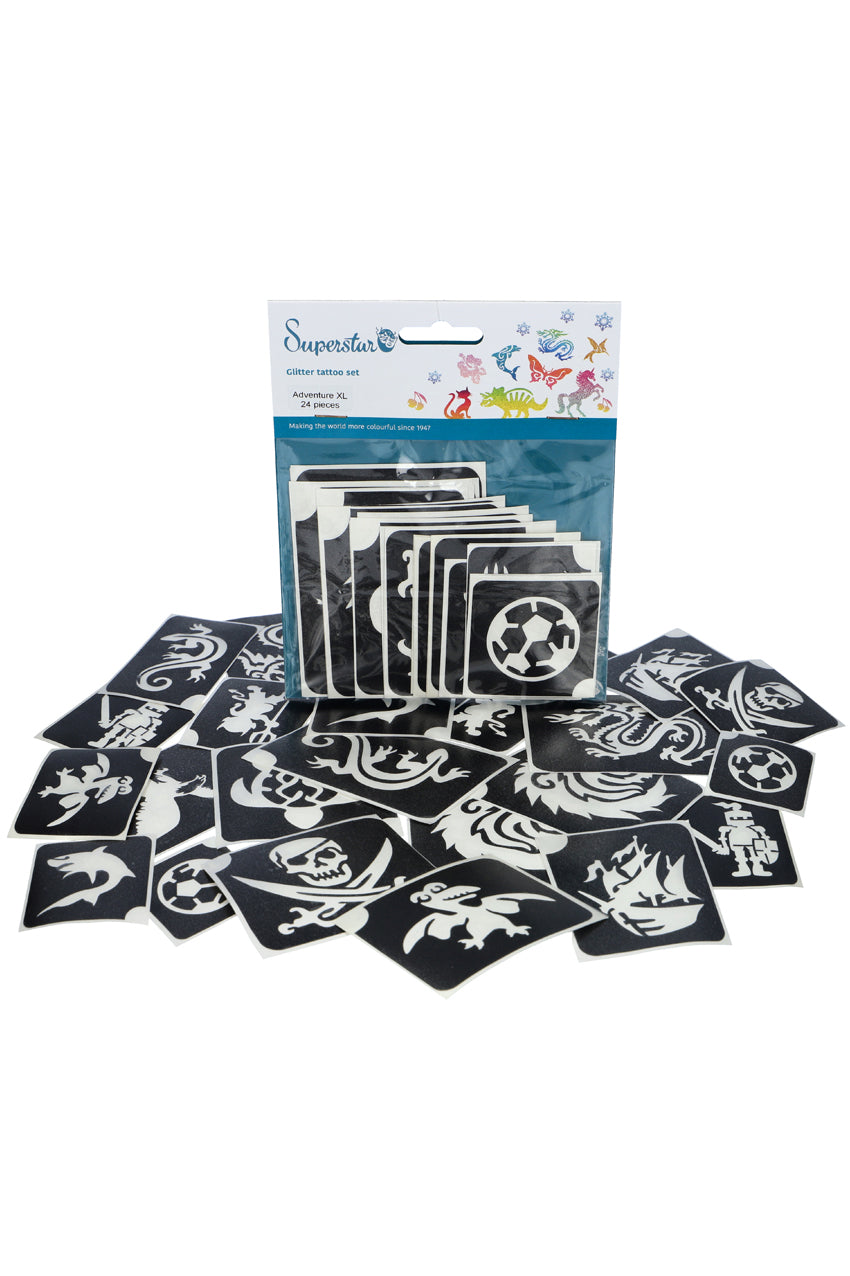 Glitter tattoo stencils XL Adventure  24 pcs (98811 )
