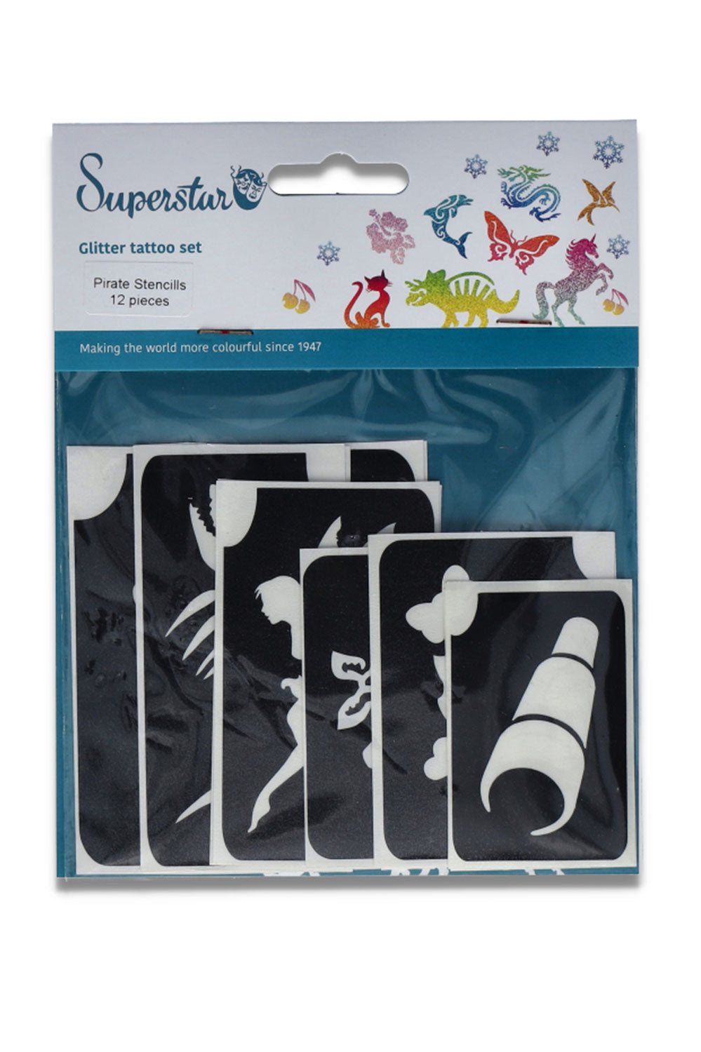Glitter tattoo stencils Pirate 12 pcs (98807 )