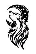 QuickTattoo glitter sjabloon huilende Wolf en maan