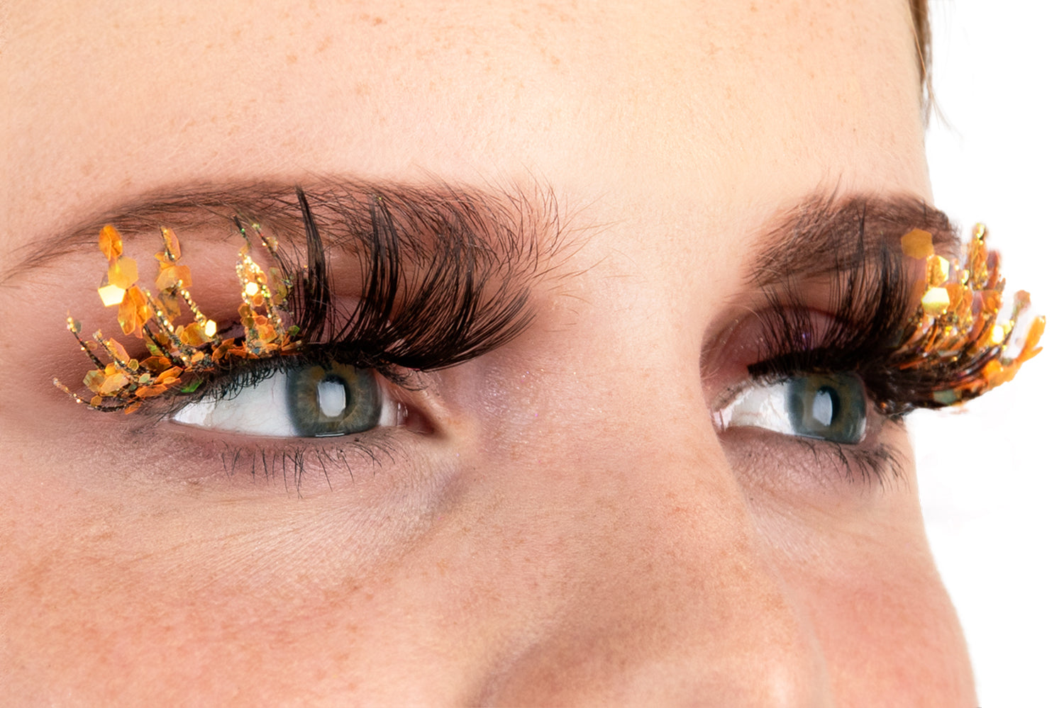 PXP Oranje Fluoriserende glitter wimpers Barranquilla stijl