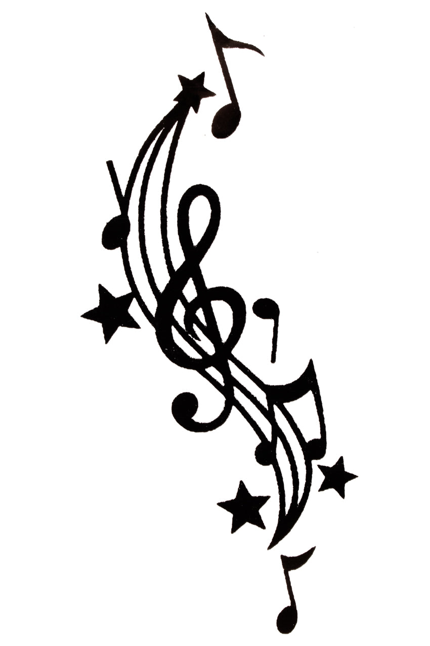 QuickTattoo glitter sjabloon muzieknoot