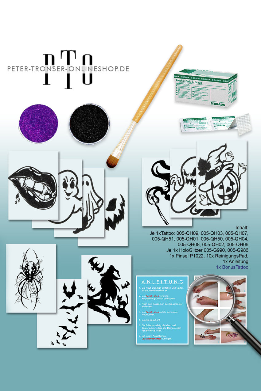 QuickTattoo Glitter tattoo sjabloon box Halloween