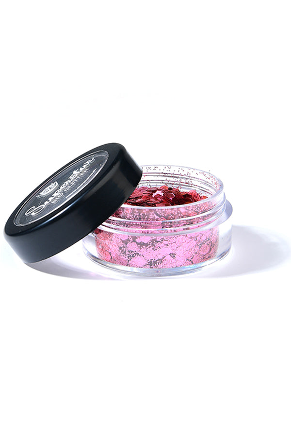 ROSE PINK Biodegradable Face- and Bodyglitter Chunky Mix 6ml. 98417