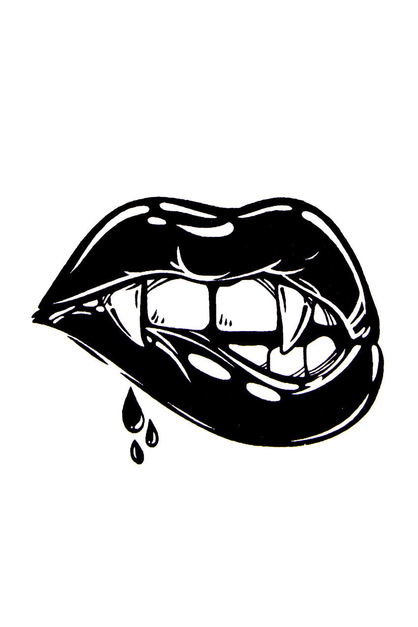 QuickTattoo glitter sjabloon sexy vampier mond