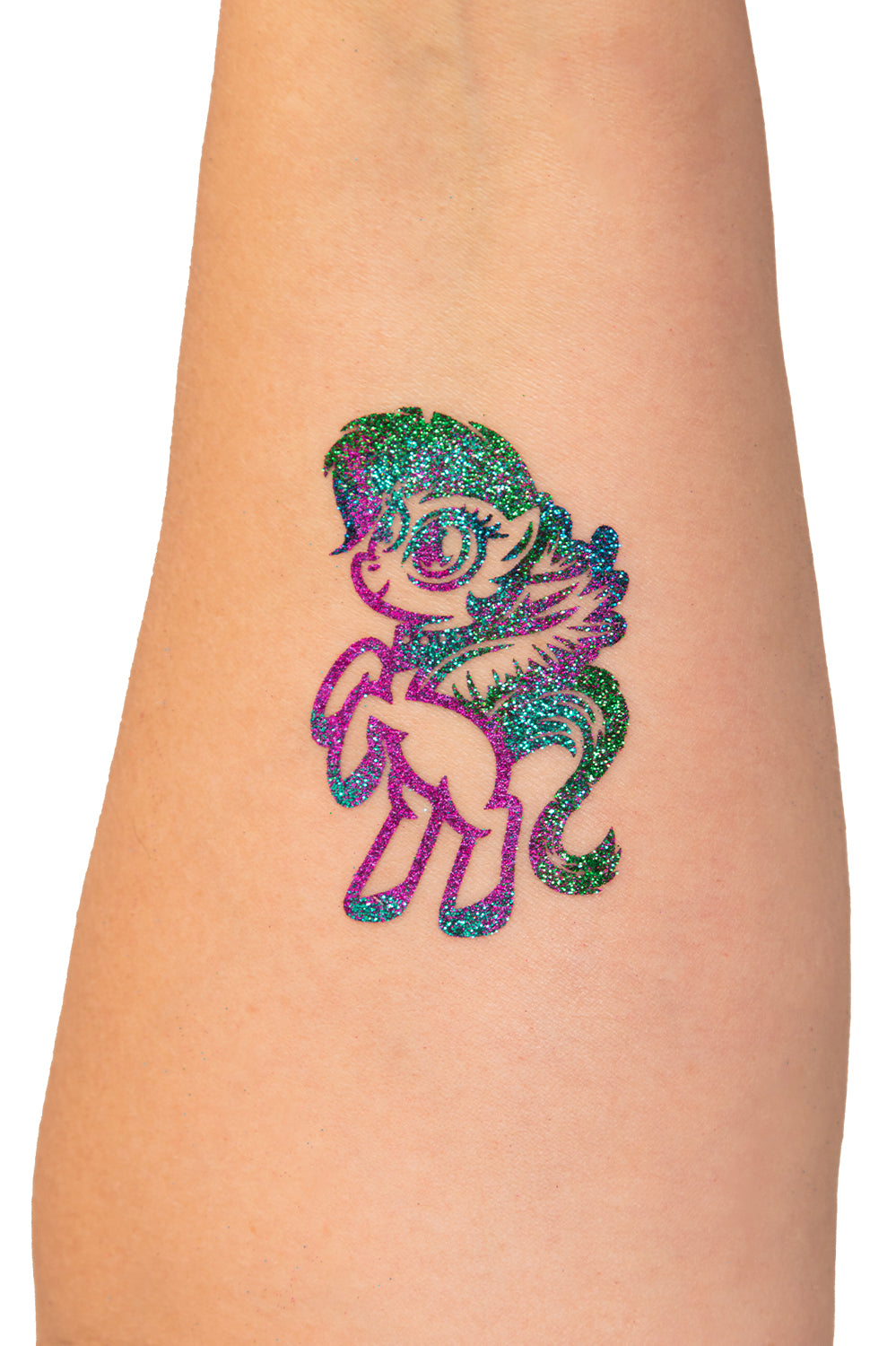 Quick Tattoo Glittersjabloon Pony + vleugel