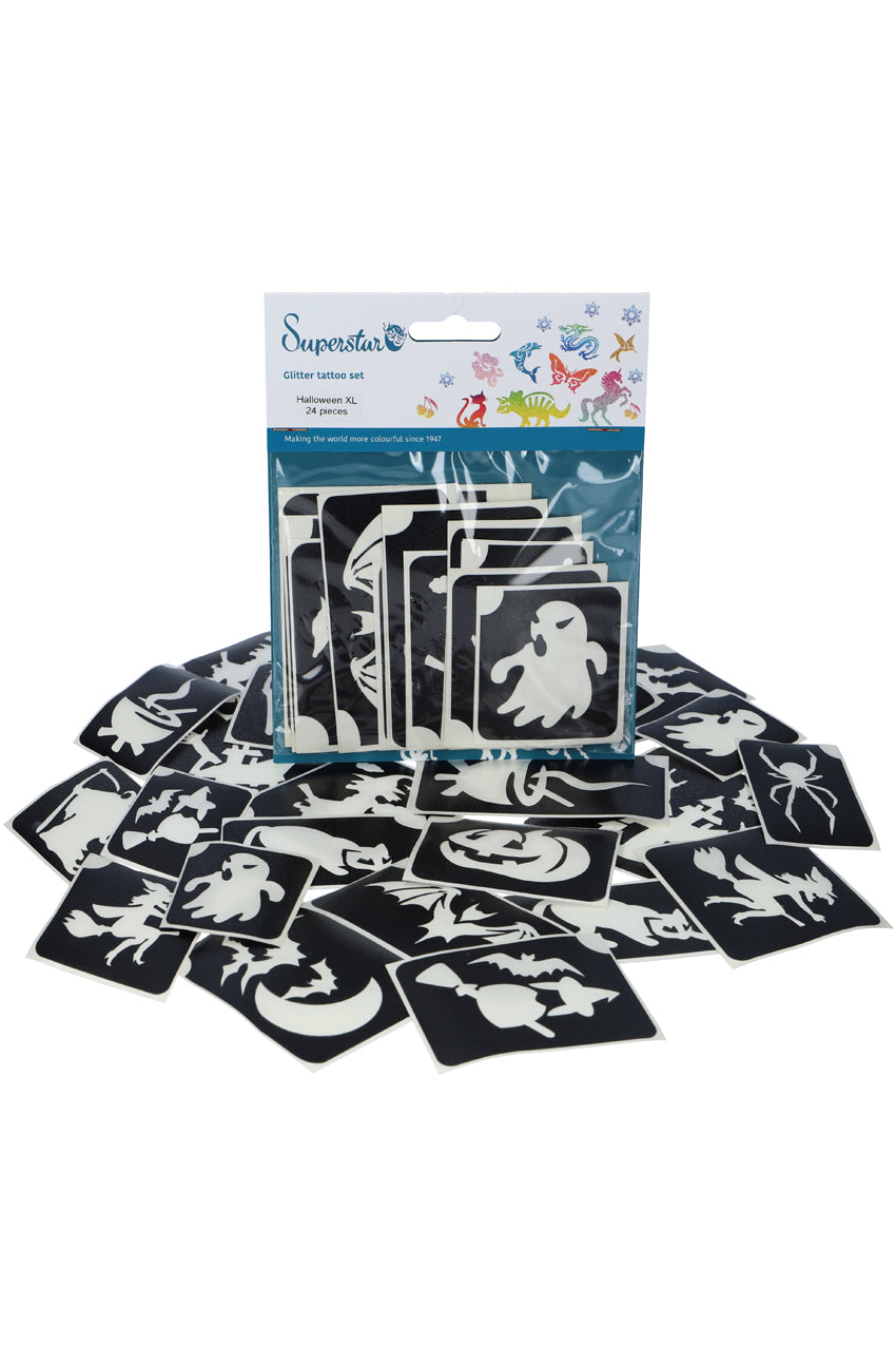 Glitter tattoo stencils XL Halloween  24 pcs (98814 )