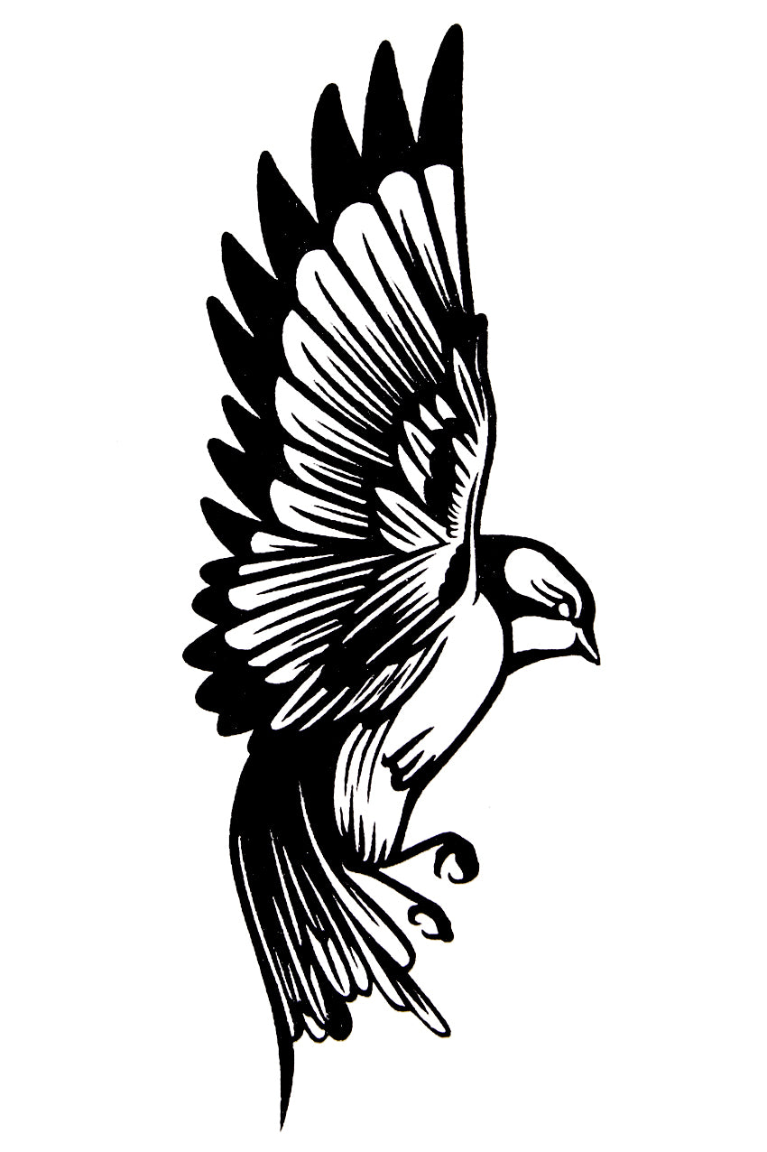 QuickTattoo glitter sjabloon vogelvlucht