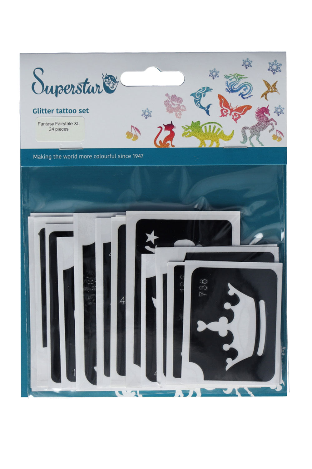 Glitter tattoo stencils XL Fairytale  24 pcs (98813 )