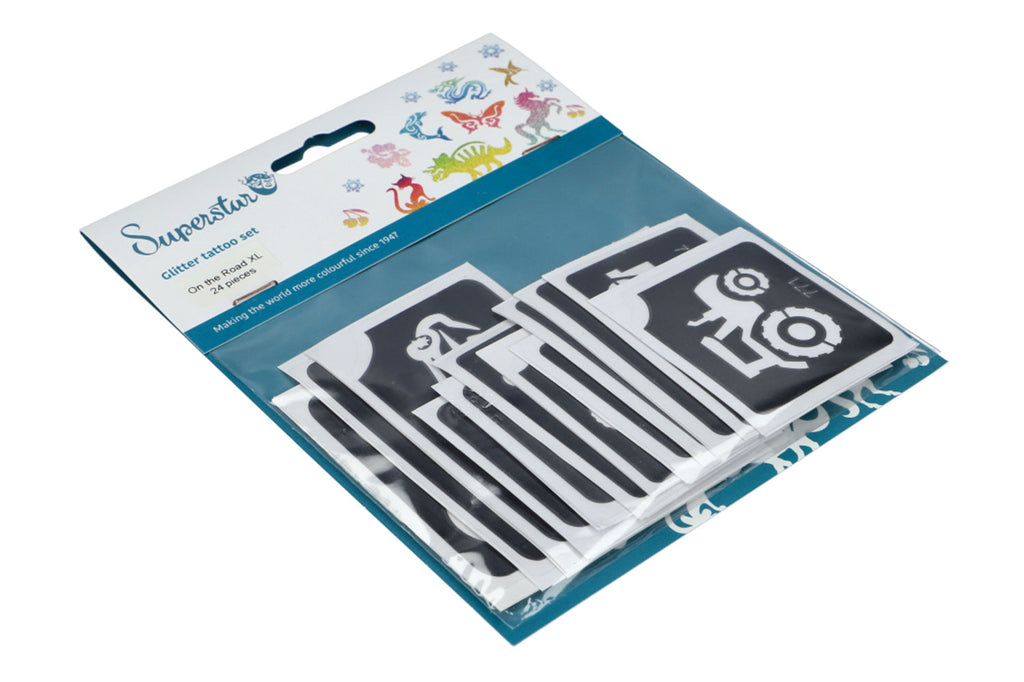 On the Road XL Glitter Tattoo Stencils (24 pcs) 98816
