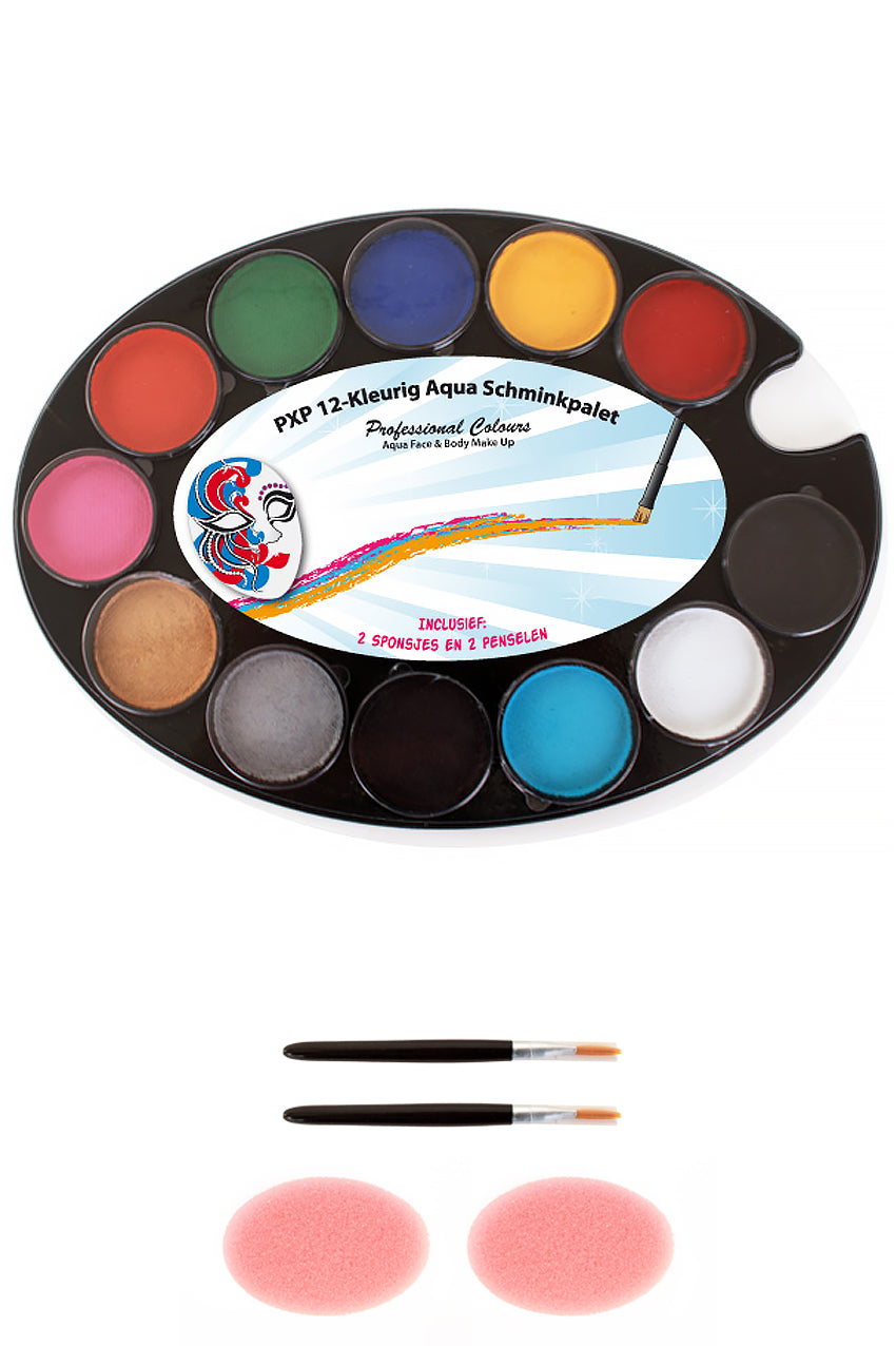 PXP palet basic 12 x 4 gram with 2 sponges and 2 pencils