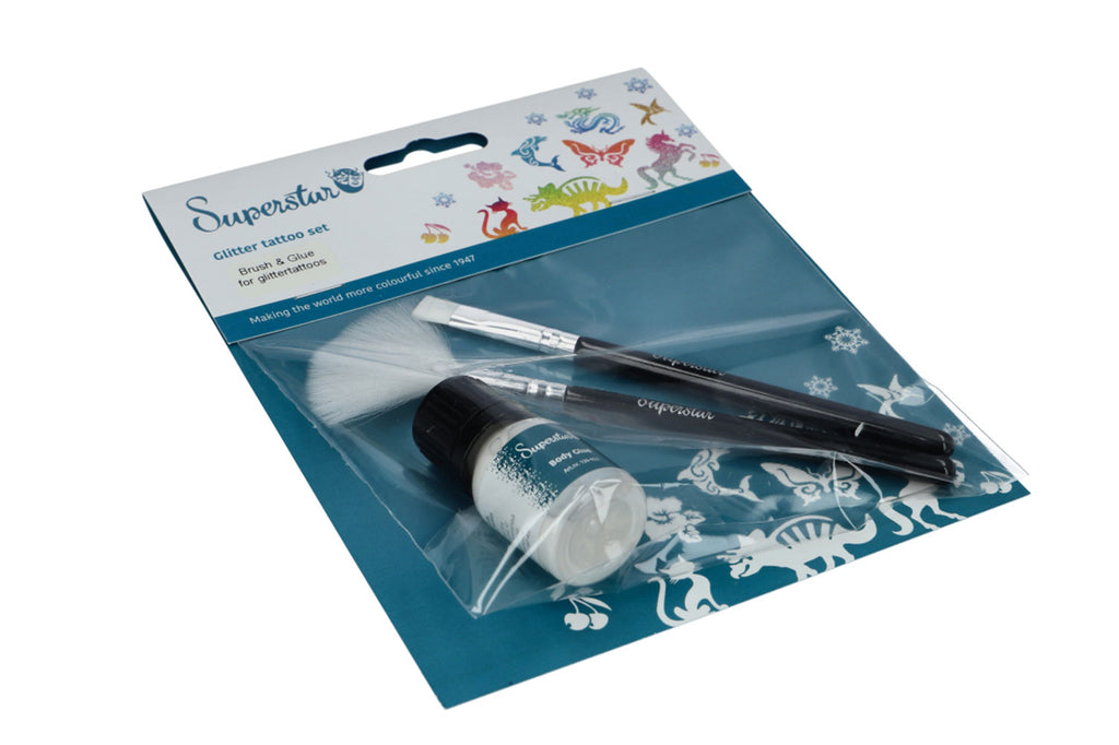 Penseel & lijm set voor glitter tattoo 98830