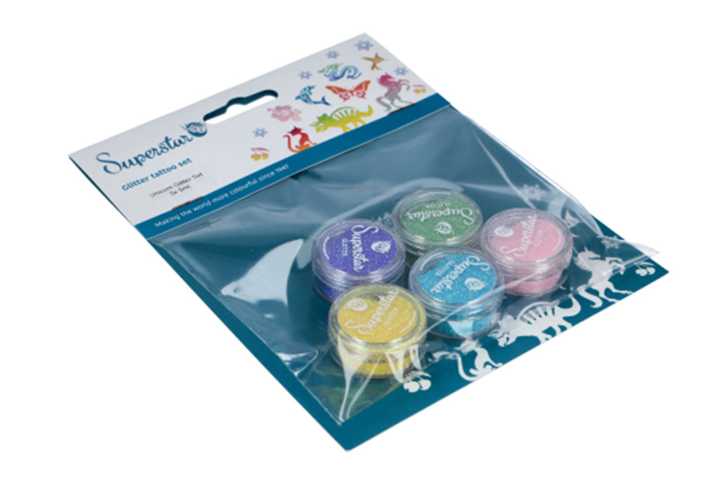 Unicorn glitterset for glitter tattoo 5 x 5 ml  (98804)