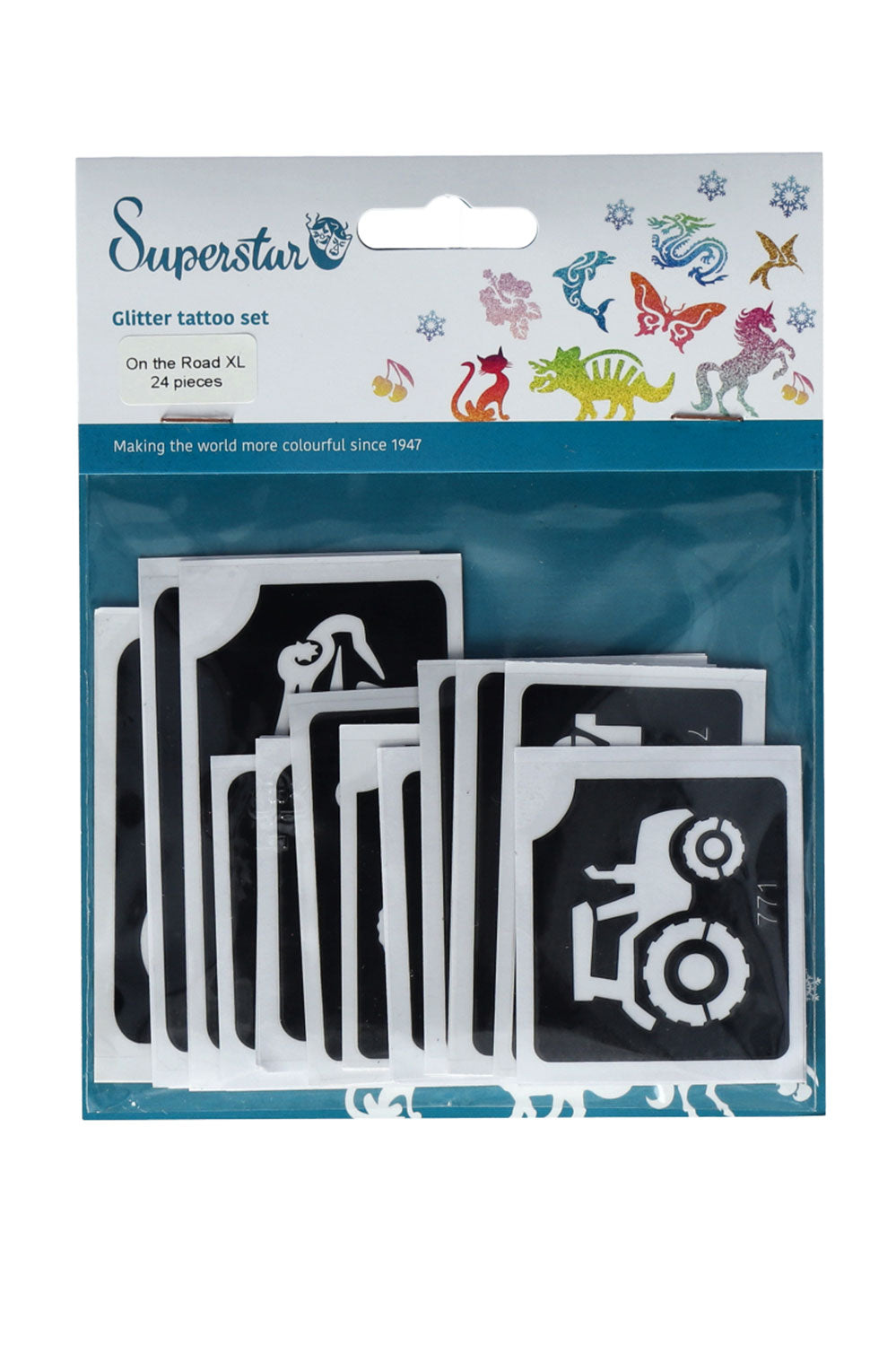 On the Road XL Glitter Tattoo Stencils (24 pcs) 98816