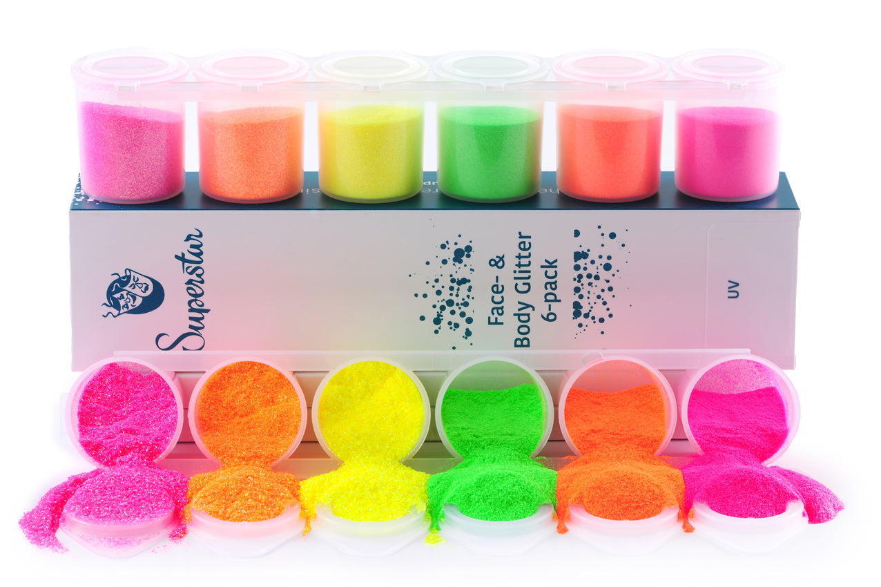 Fluorescent Fine Glitter Mix 6-pack 90 ml 98990