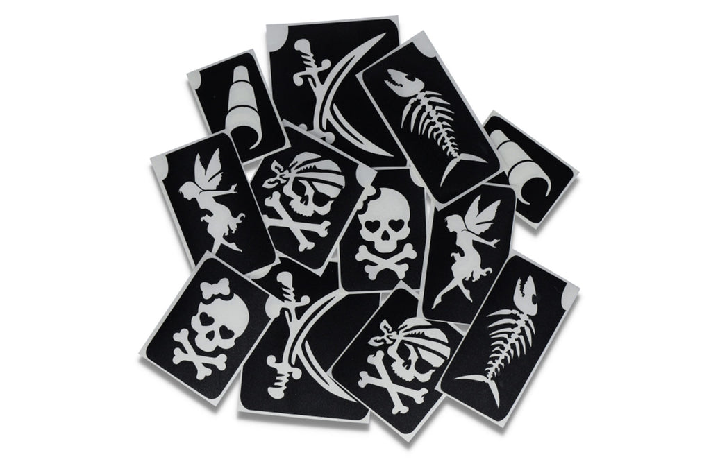 Glitter tattoo stencils Pirate 12 pcs (98807 )