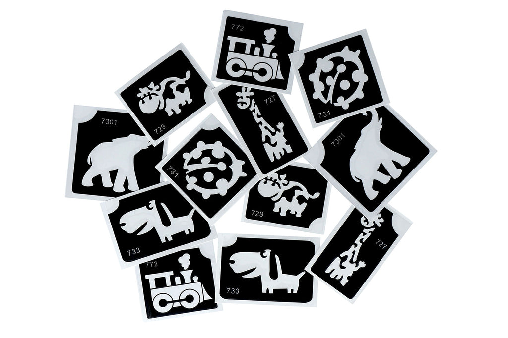 Glitter tattoo stencils Cute 12 pcs (98805 )