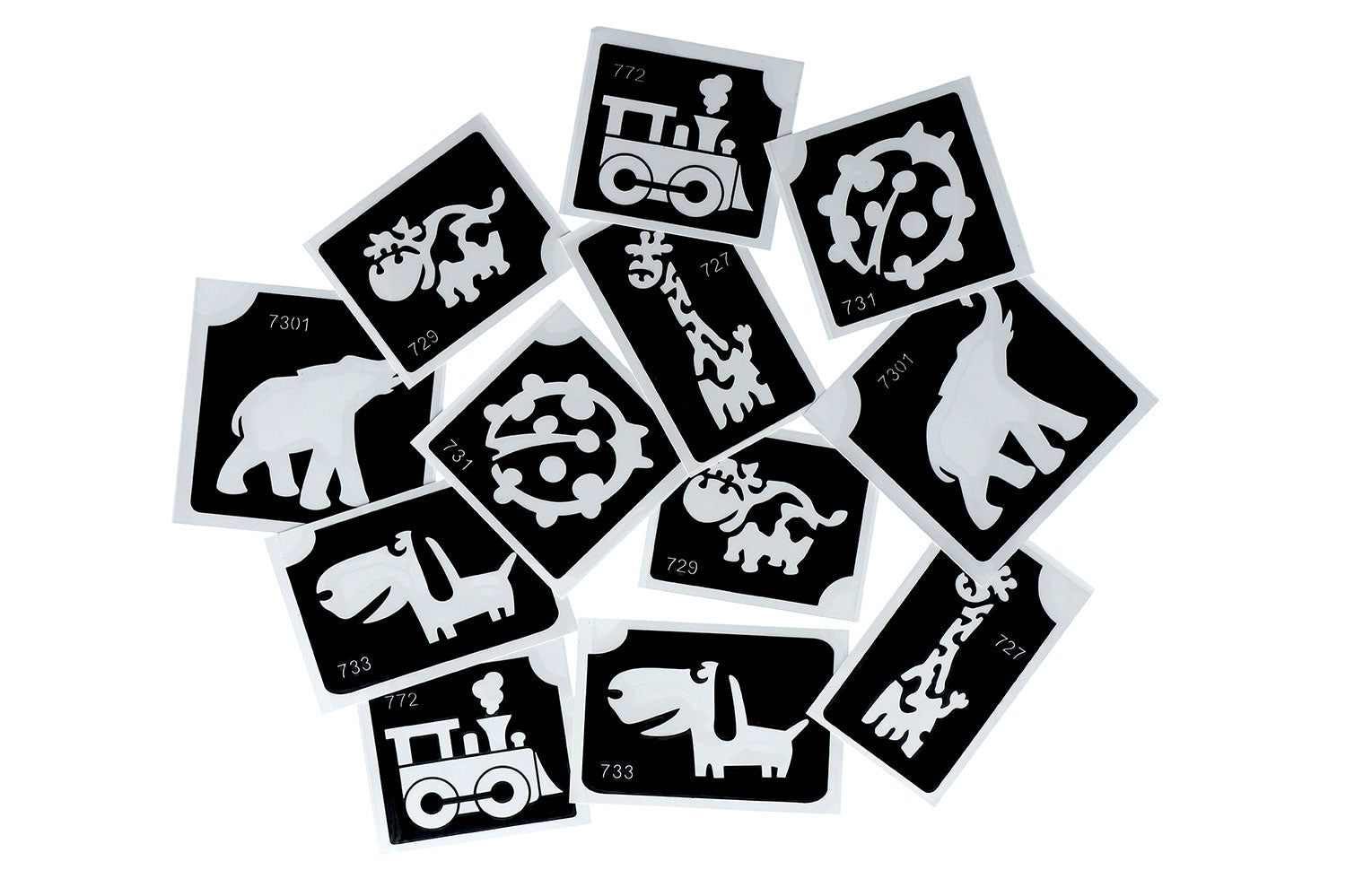 Glitter tattoo stencils Cute 12 pcs (98805 )