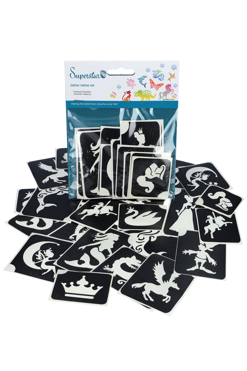Glitter tattoo stencils XL Fairytale  24 pcs (98813 )