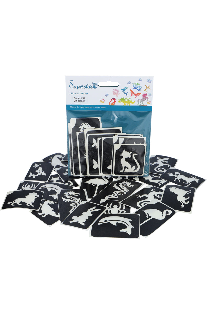 Glitter tattoo stencils XL Animal  24 pcs (98812 )