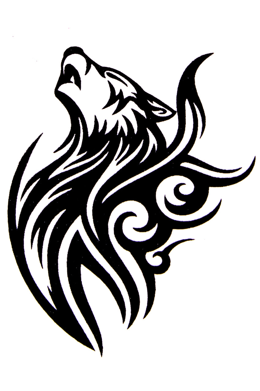 QuickTattoo glitter sjabloon Tribal Wolf