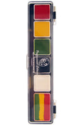 PXP Professional Colours 5  x 3 and 1 x 6 gram rasta colours palet with brush size 2
5 Regular colours and 1 splitcake.