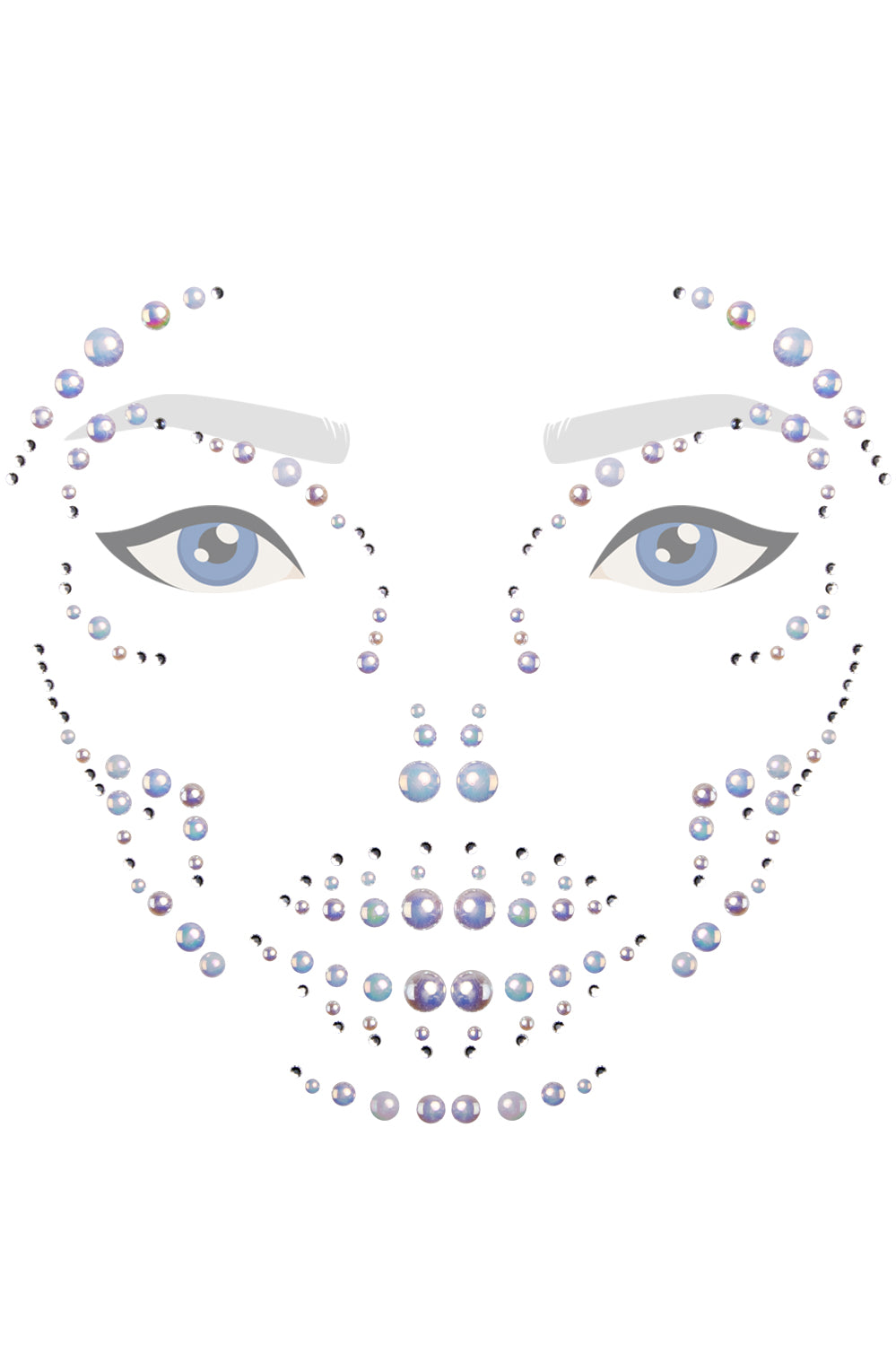 Gezichtssticker halloween white pearl skull