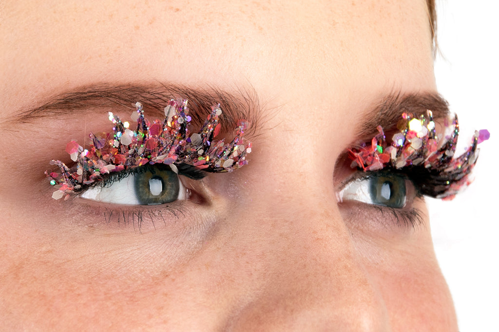PXP Candy Luminous glitter wimpers Calypso stijl roze geel