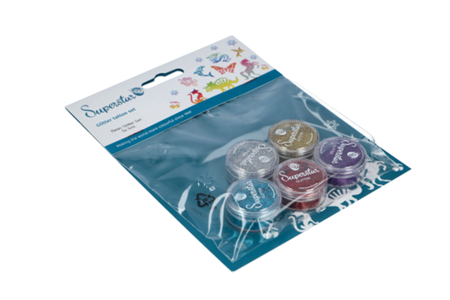 Basic glitterset for glitter tattoo 5 x 5 ml  (98801)