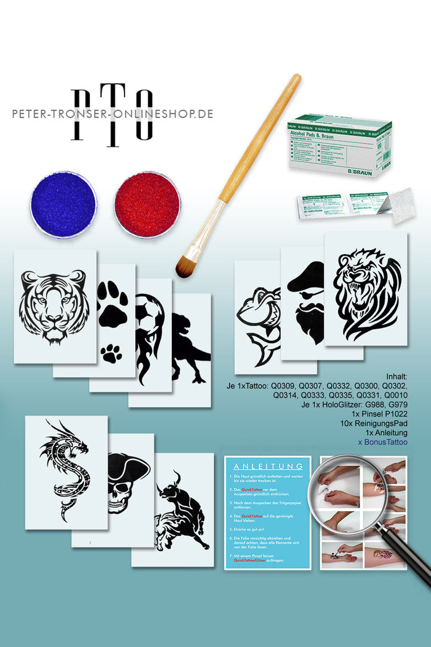 QuickTattoo Glitter tattoo sjabloon Box jongens