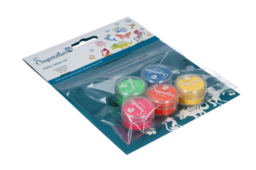 Fluorescent glitterset for glitter tattoo 5 x 5 ml  (98800)