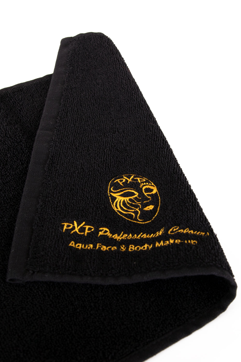 PXP handdoekje zwart met goud borduursel logo