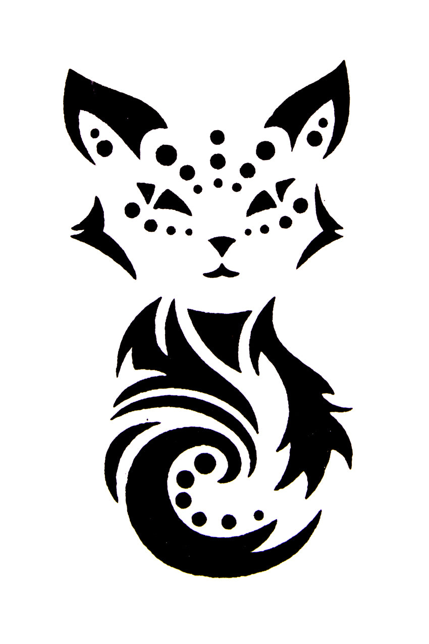 QuickTattoo glitter sjabloon Kat gestreept