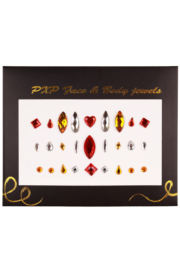 PXP Face & Body jewel Shapes in Red, Silver and Gold