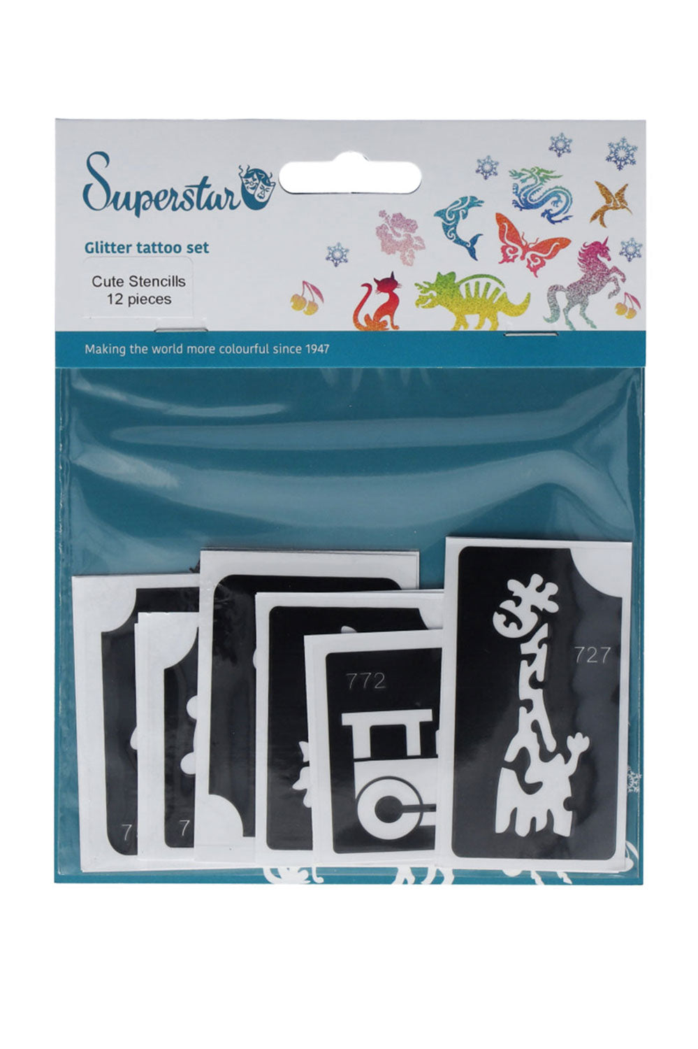 Glitter tattoo stencils Cute 12 pcs (98805 )