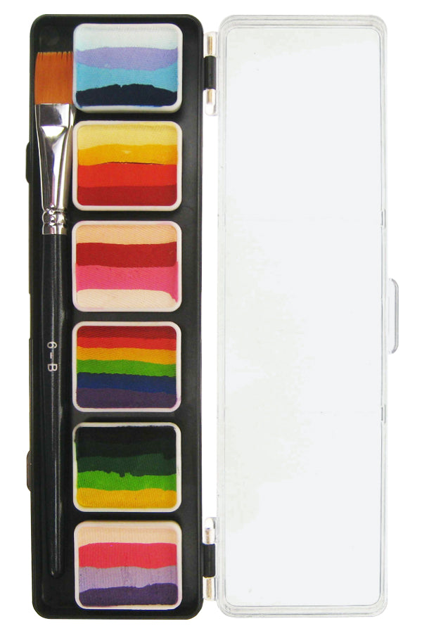 PXP Rainbow in the Sky 6 x 6 gram splitcake palet with a brush size 6 - B.