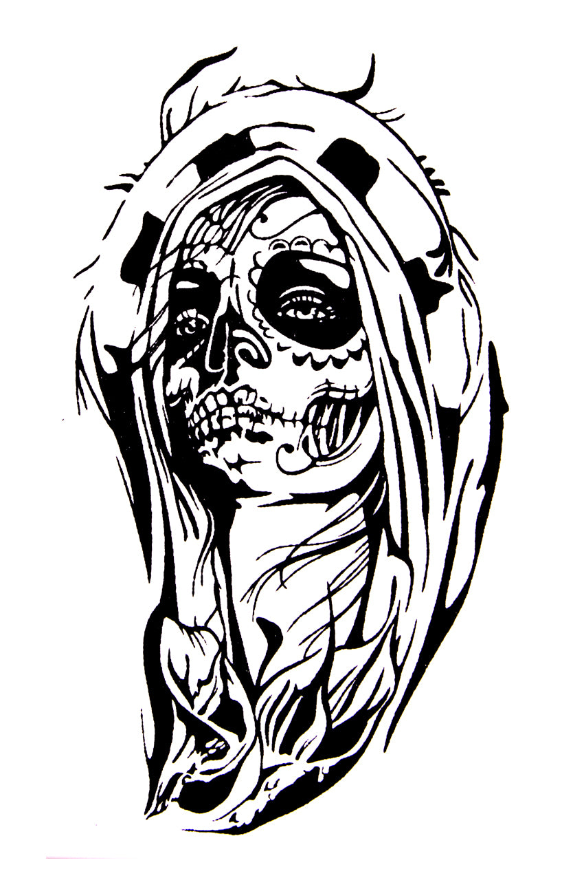 QuickTattoo glitter sjabloon sugarskull