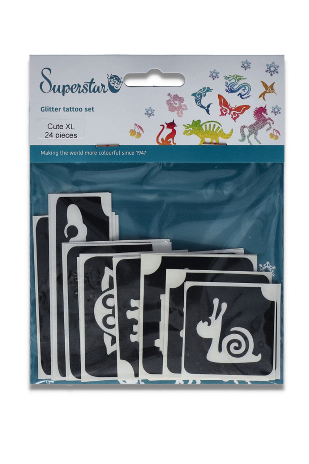 Glitter tattoo stencils XL Cute  24 pcs (98810 )