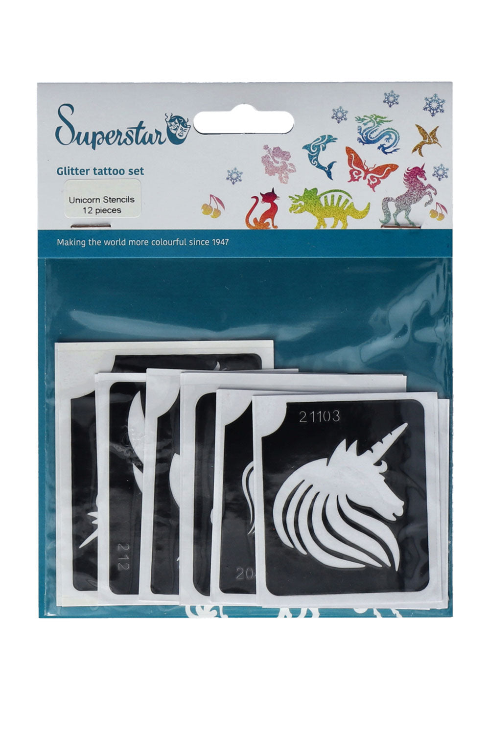 Glitter tattoo stencils Unicorn 12 pcs (98806 )