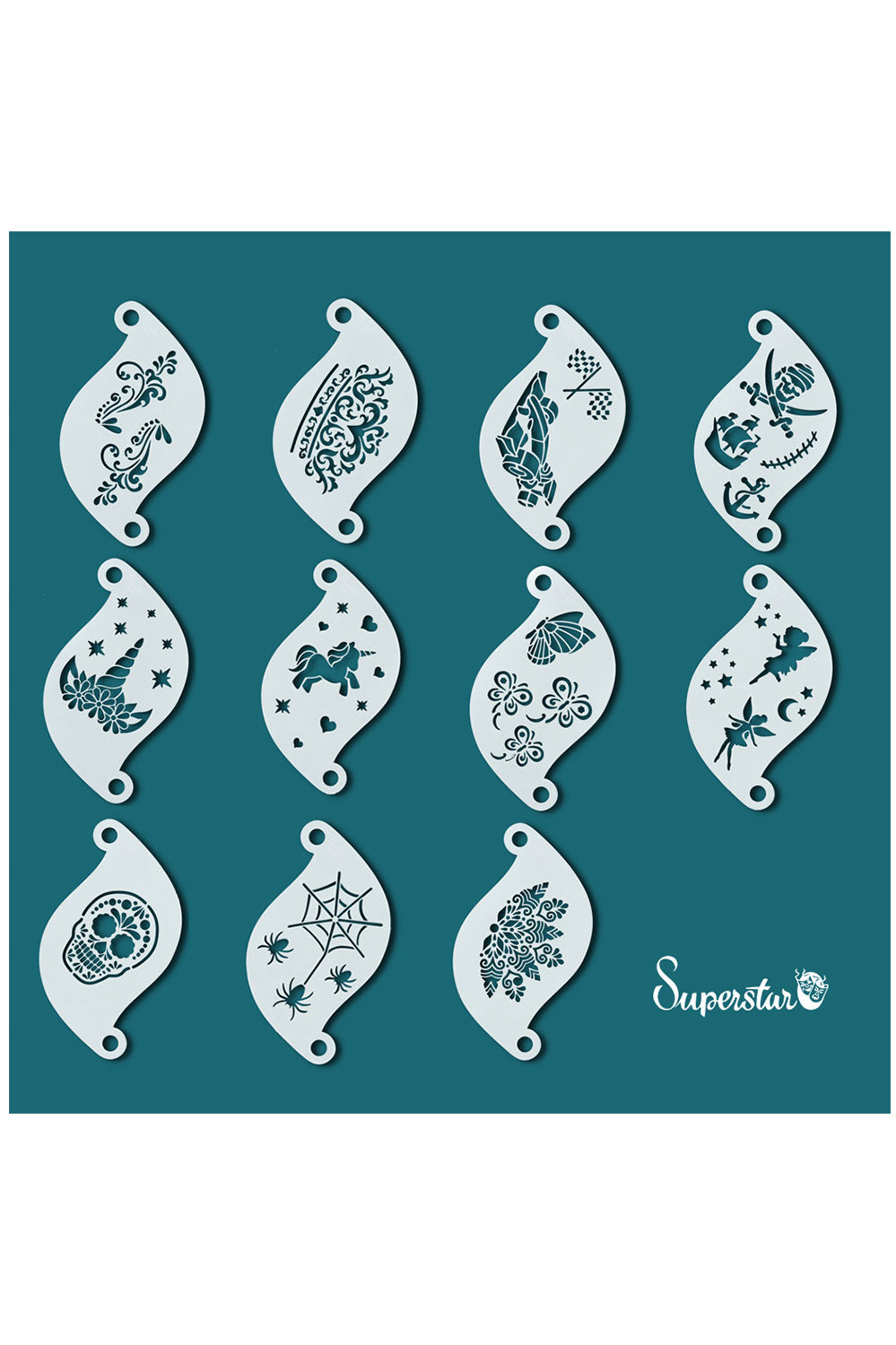 Face paint stencil Superstar Set 11 pcs with ring set 2
77081