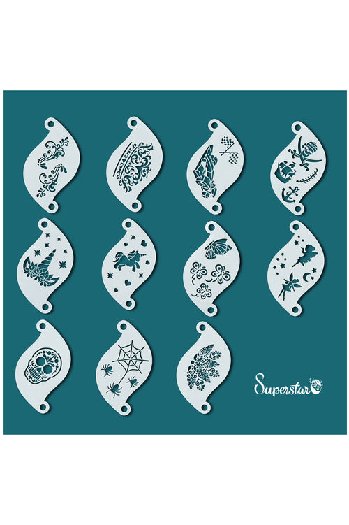 Face paint stencil Superstar Set 11 pcs with ring set 2
77081