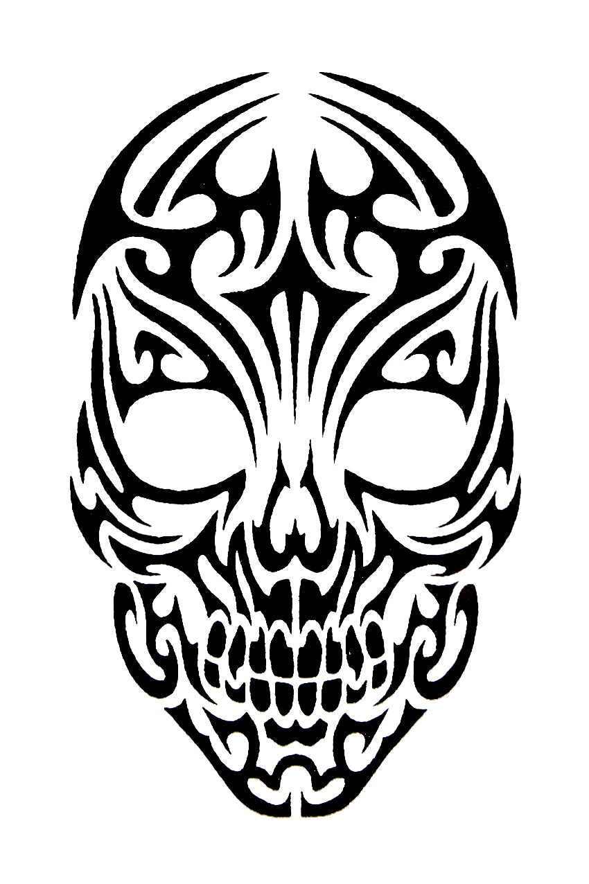 QuickTattoo glitter sjabloon tribal doodshoofd