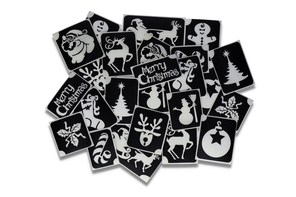 Glitter tattoo stencils XL Merry Christmas   24 pcs (98815 )