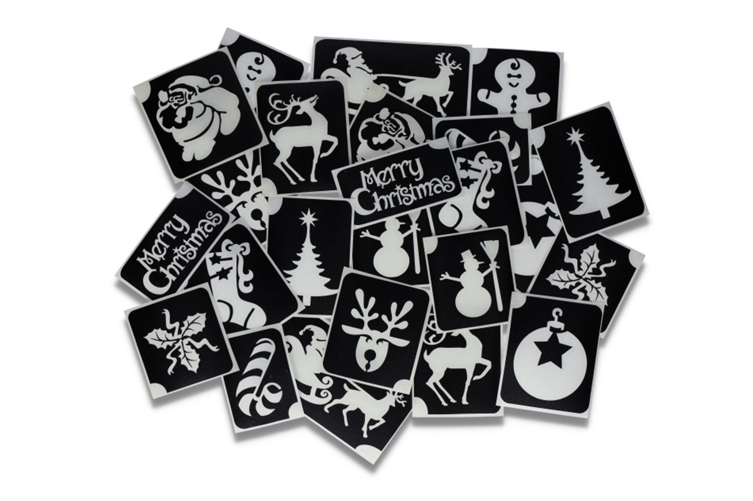 Glitter tattoo stencils XL Merry Christmas   24 pcs (98815 )