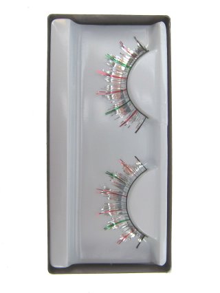 Wimpers zilver + rood/groen strings
