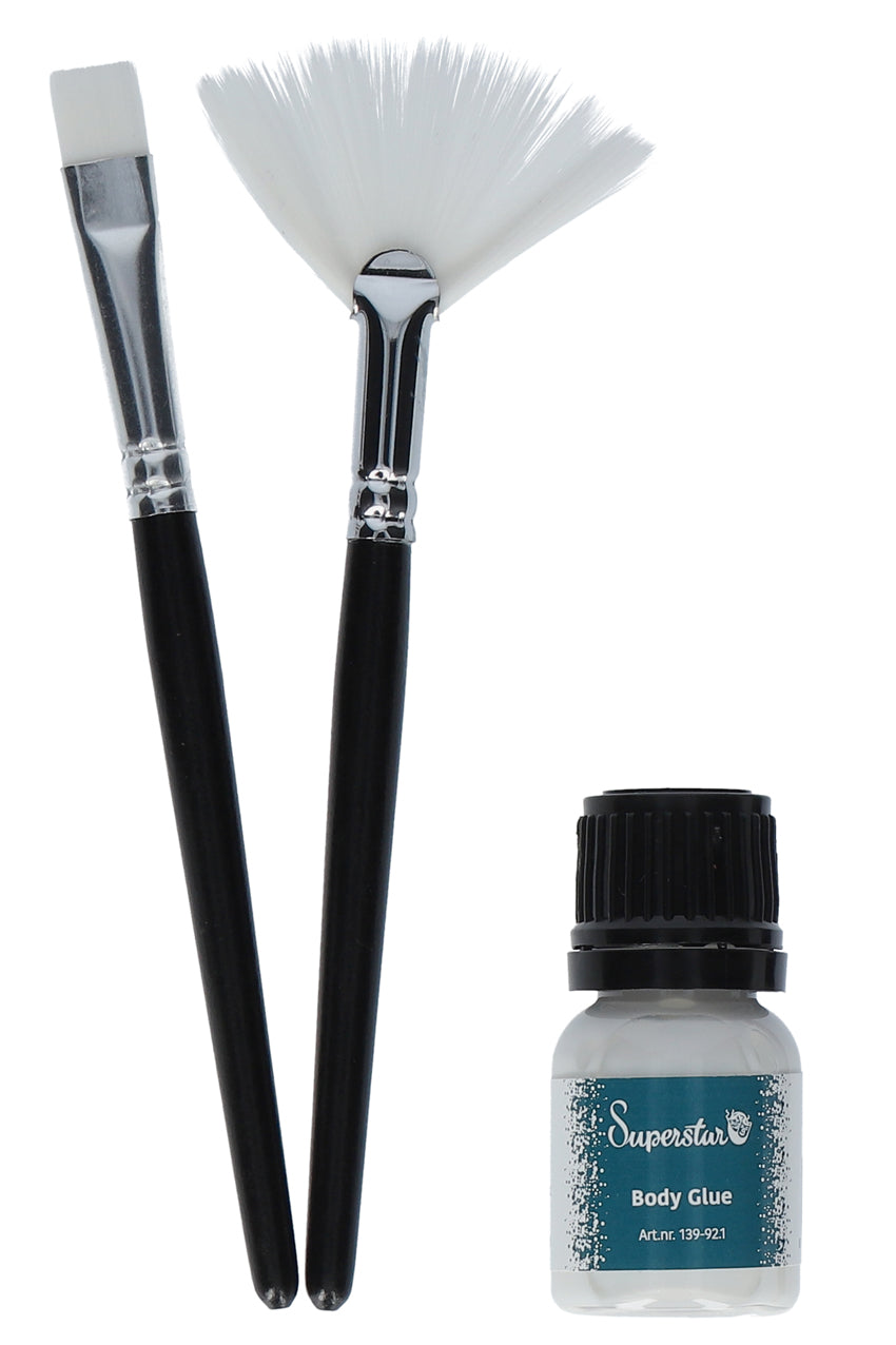 Penseel & lijm set voor glitter tattoo 98830